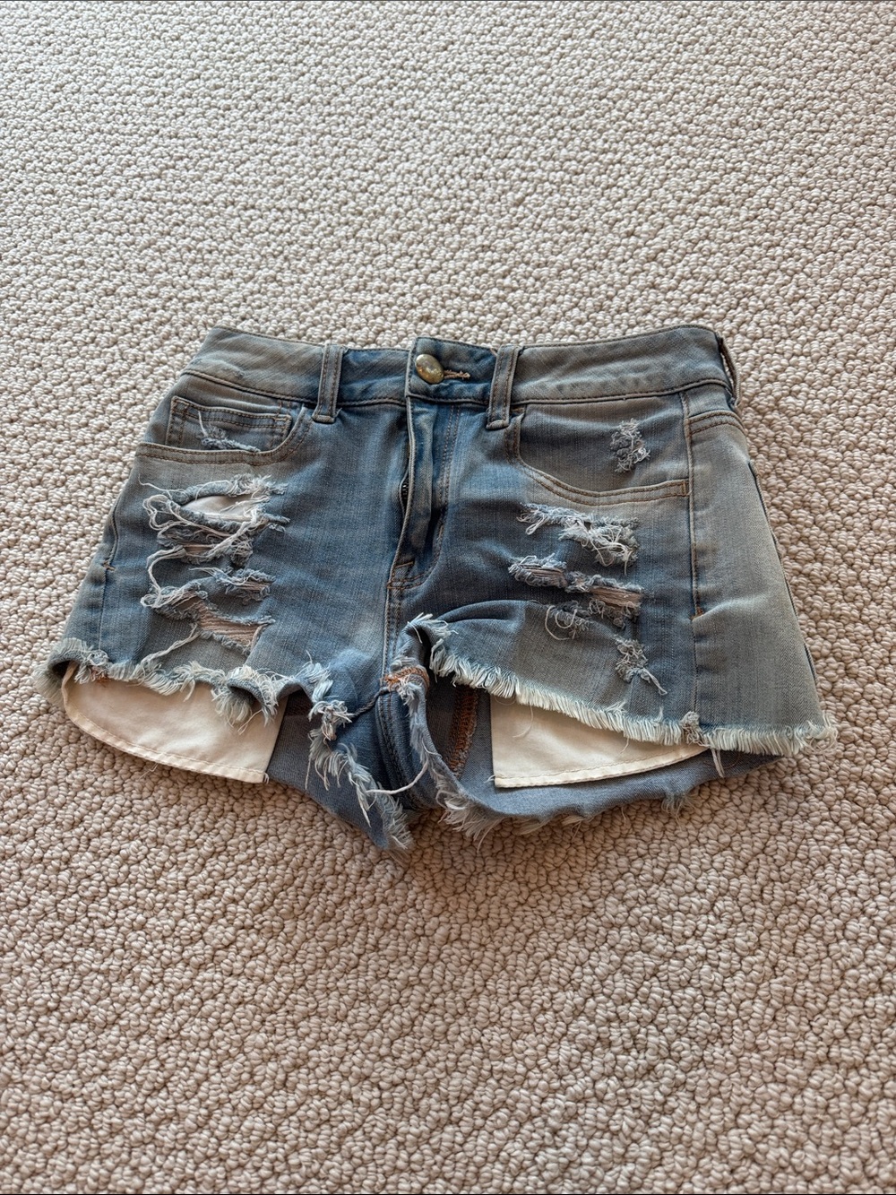 American Eagle Outfitters Distressed Light Blue Denim Cutoff Shorts